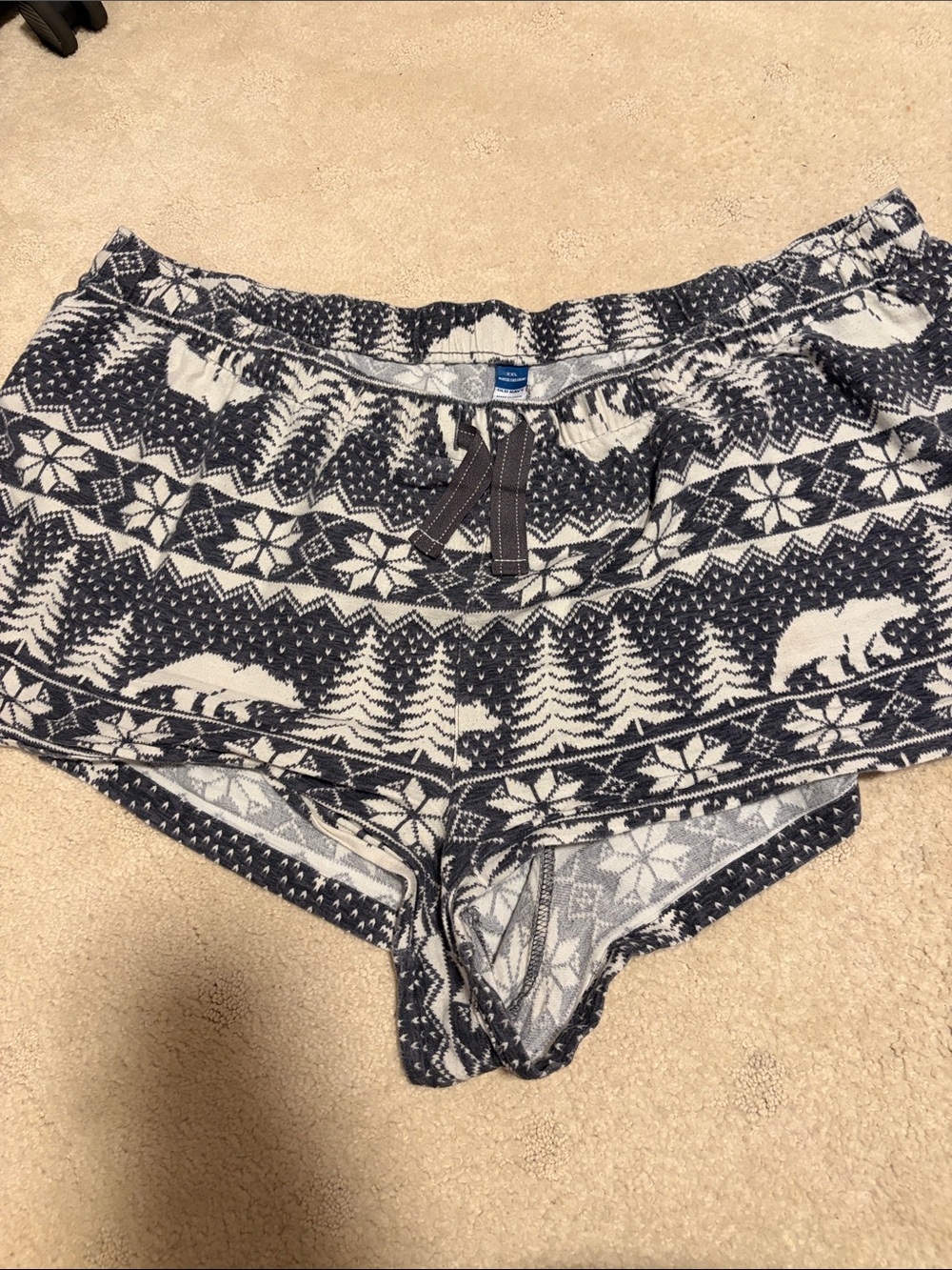 Old Navy XXL Cozy Print Knit Pajama Cotton Shorts - Grey & White